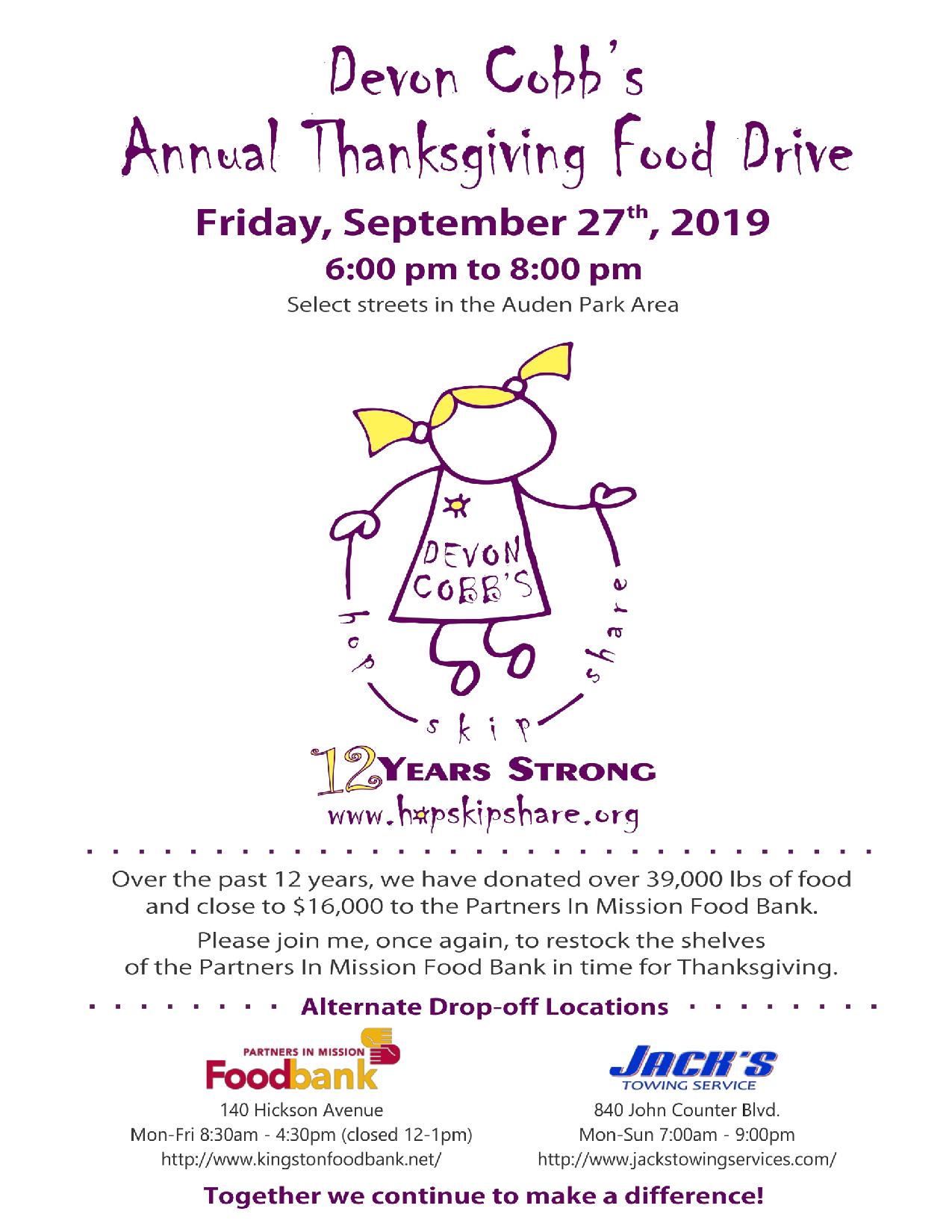 Devon Cobb's 12th Annual Thanksgiving Food Drive