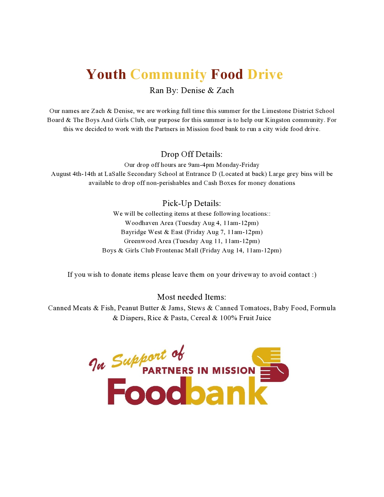 Youth Community Food Drive